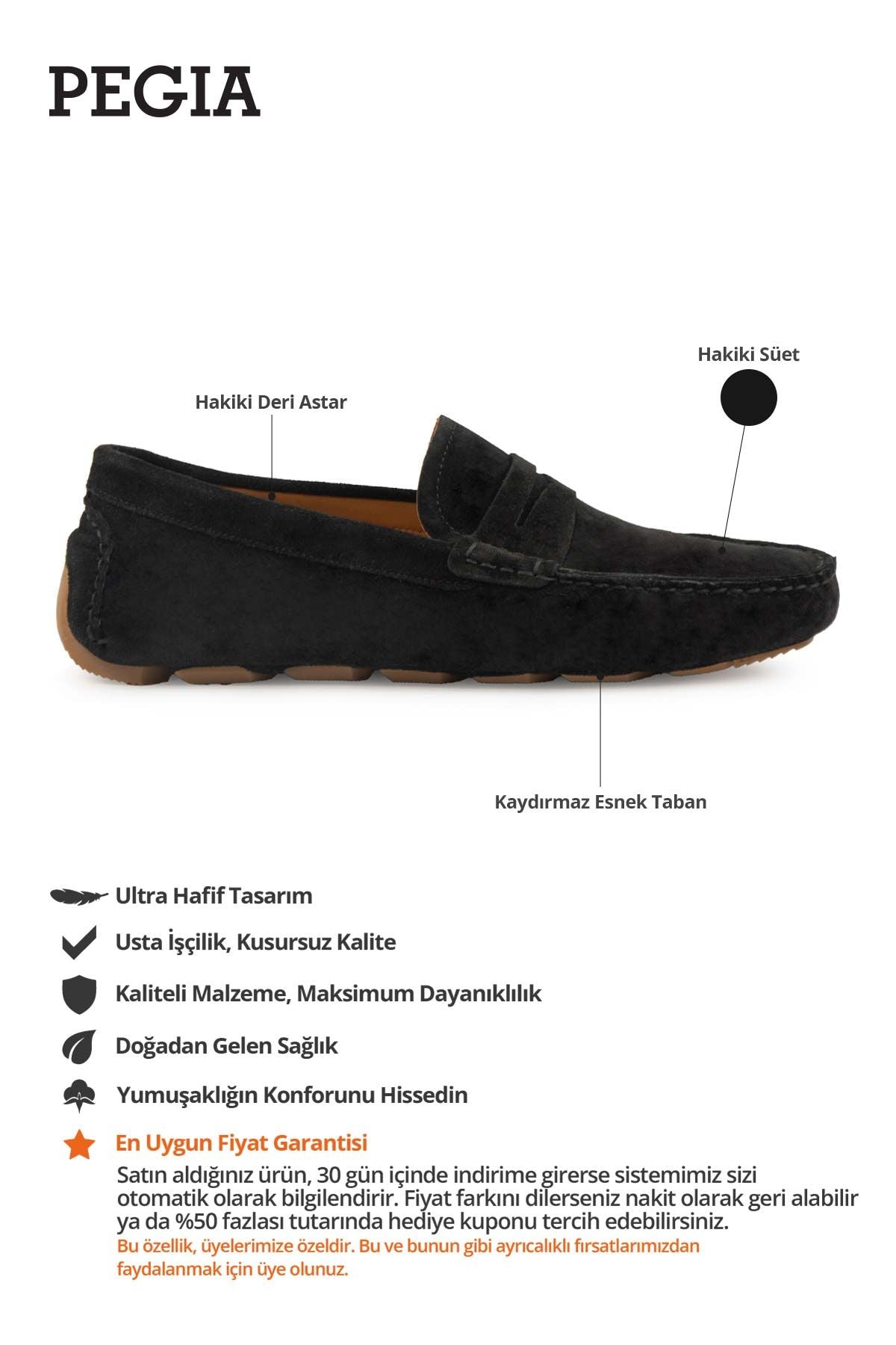 Hakiki Süet Erkek Loafer Ayakkabı 500901 Siyah