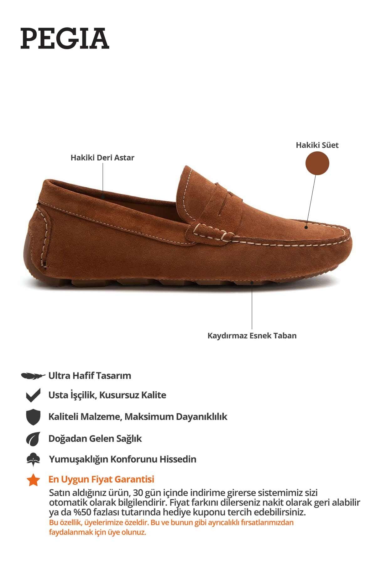 Hakiki Süet Erkek Loafer Ayakkabı 500901 Taba