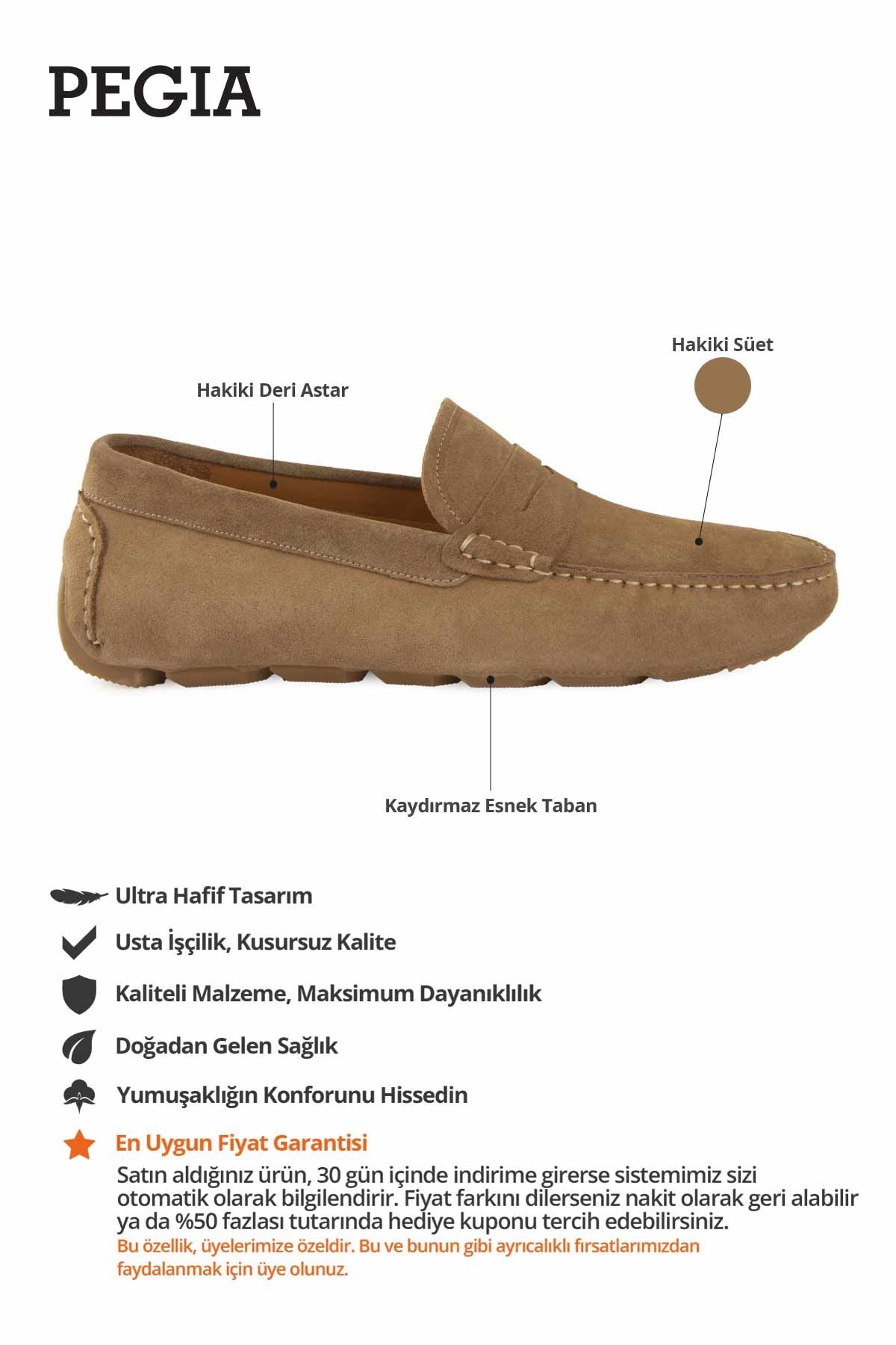Hakiki Süet Erkek Loafer Ayakkabı 500901 Sahra