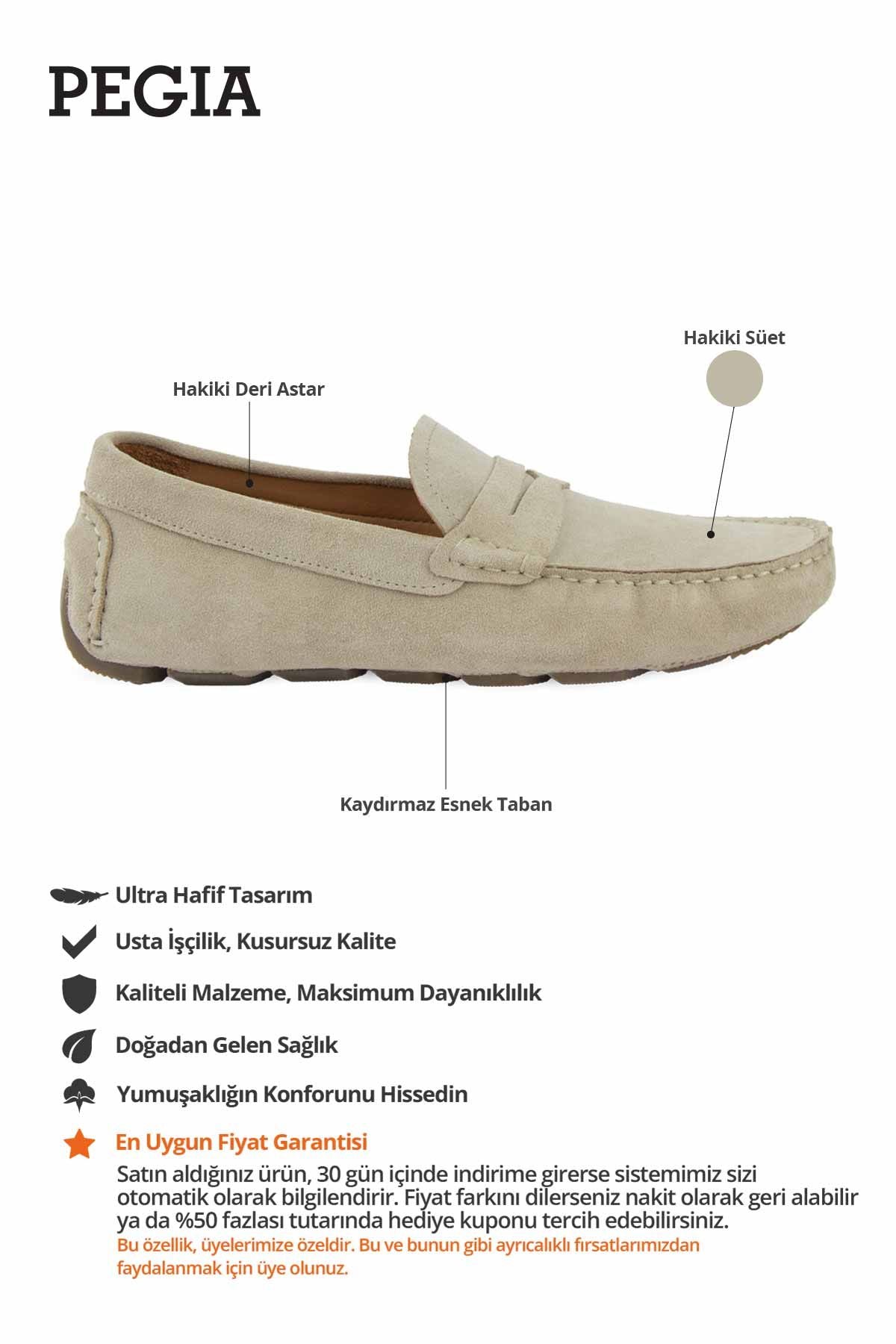 Hakiki Süet Erkek Loafer Ayakkabı 500901 Bej