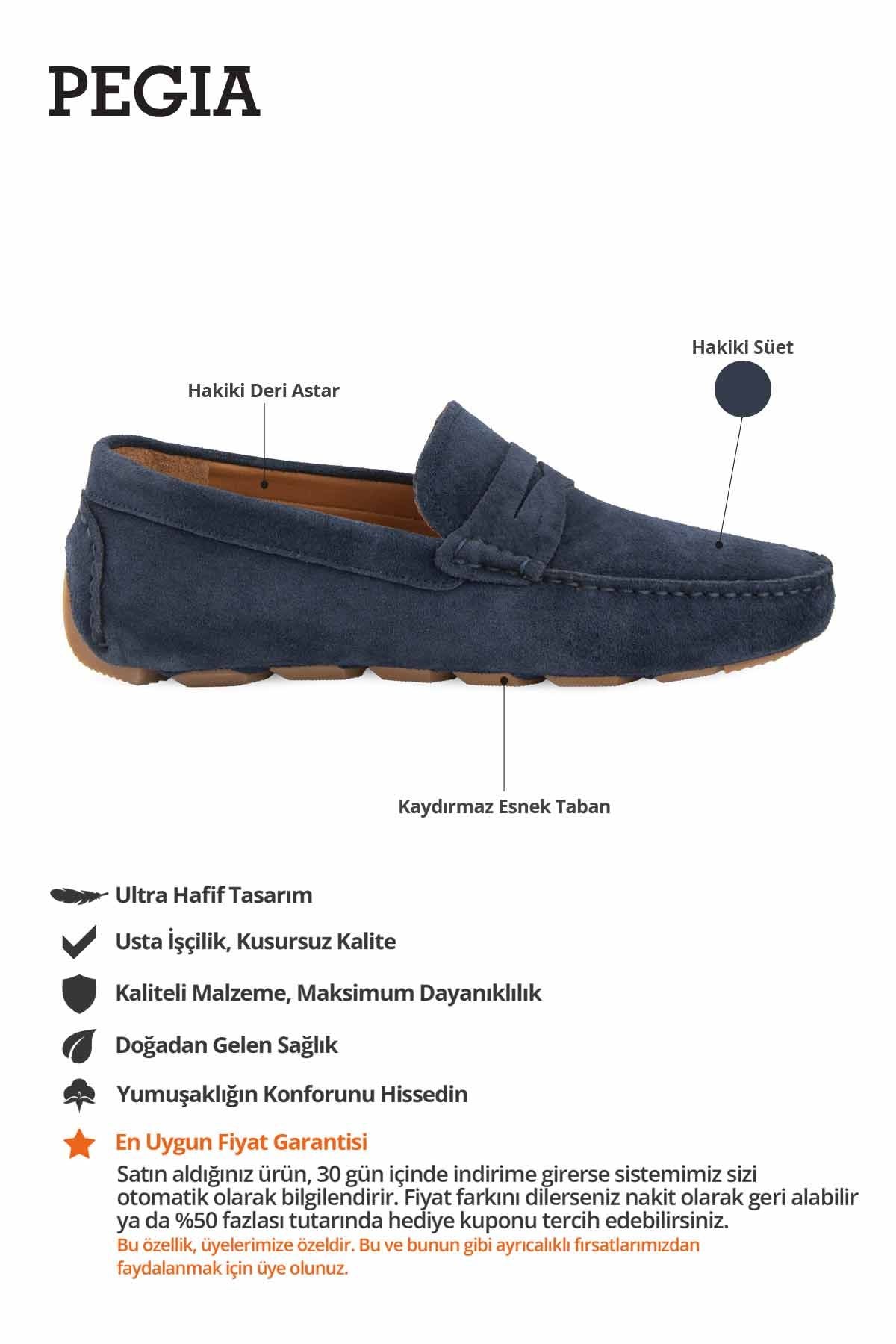 Hakiki Süet Erkek Loafer Ayakkabı 500901 Lacivert