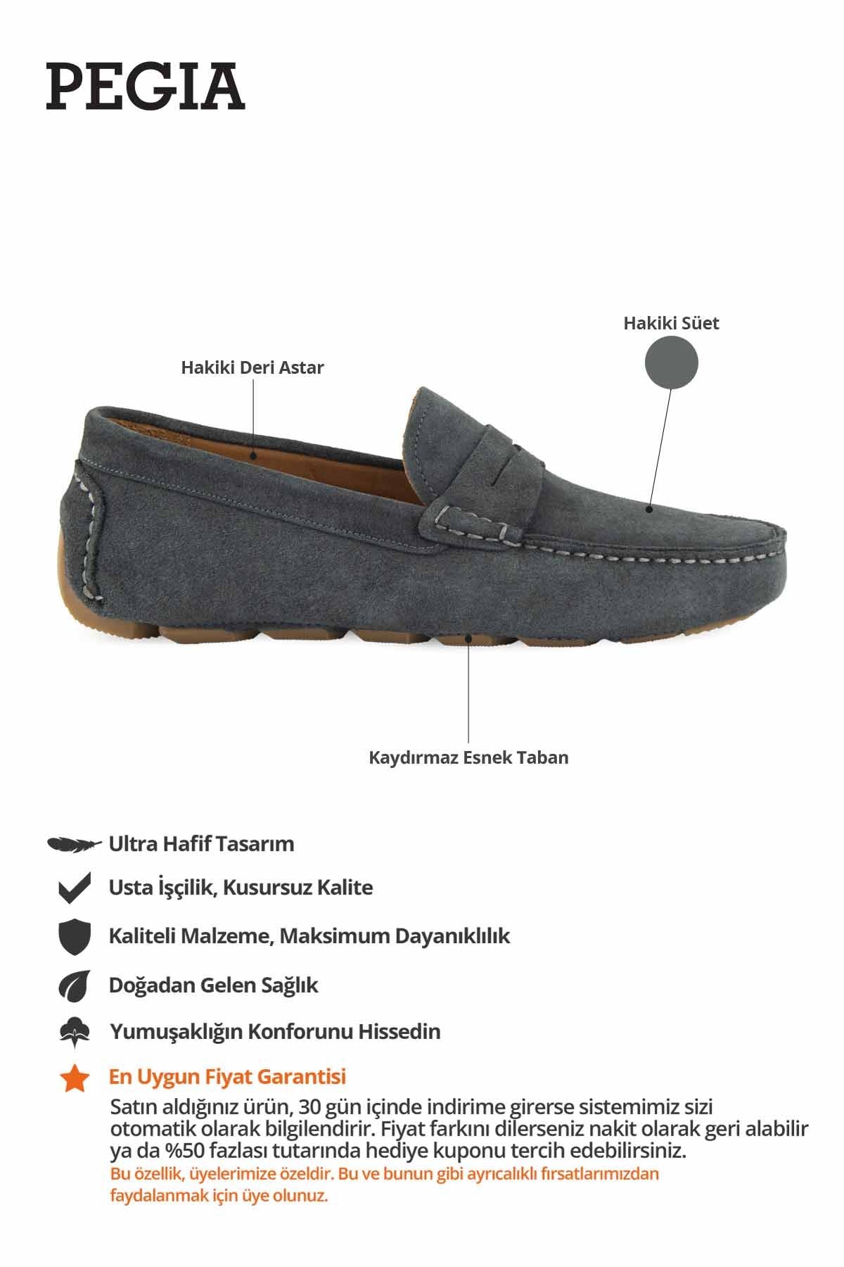 Hakiki Süet Erkek Loafer Ayakkabı 500901 Füme