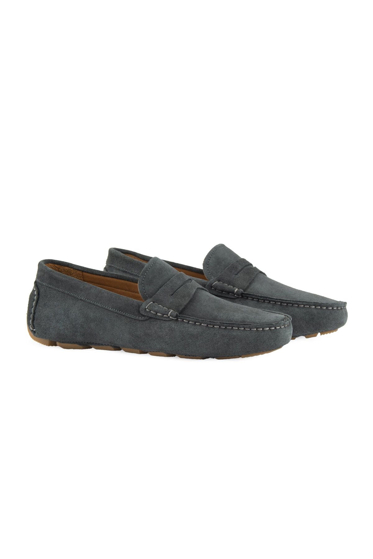 Hakiki Süet Erkek Loafer Ayakkabı 500901 Füme