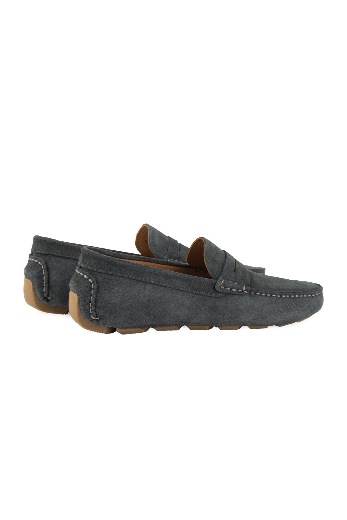 Hakiki Süet Erkek Loafer Ayakkabı 500901 Füme