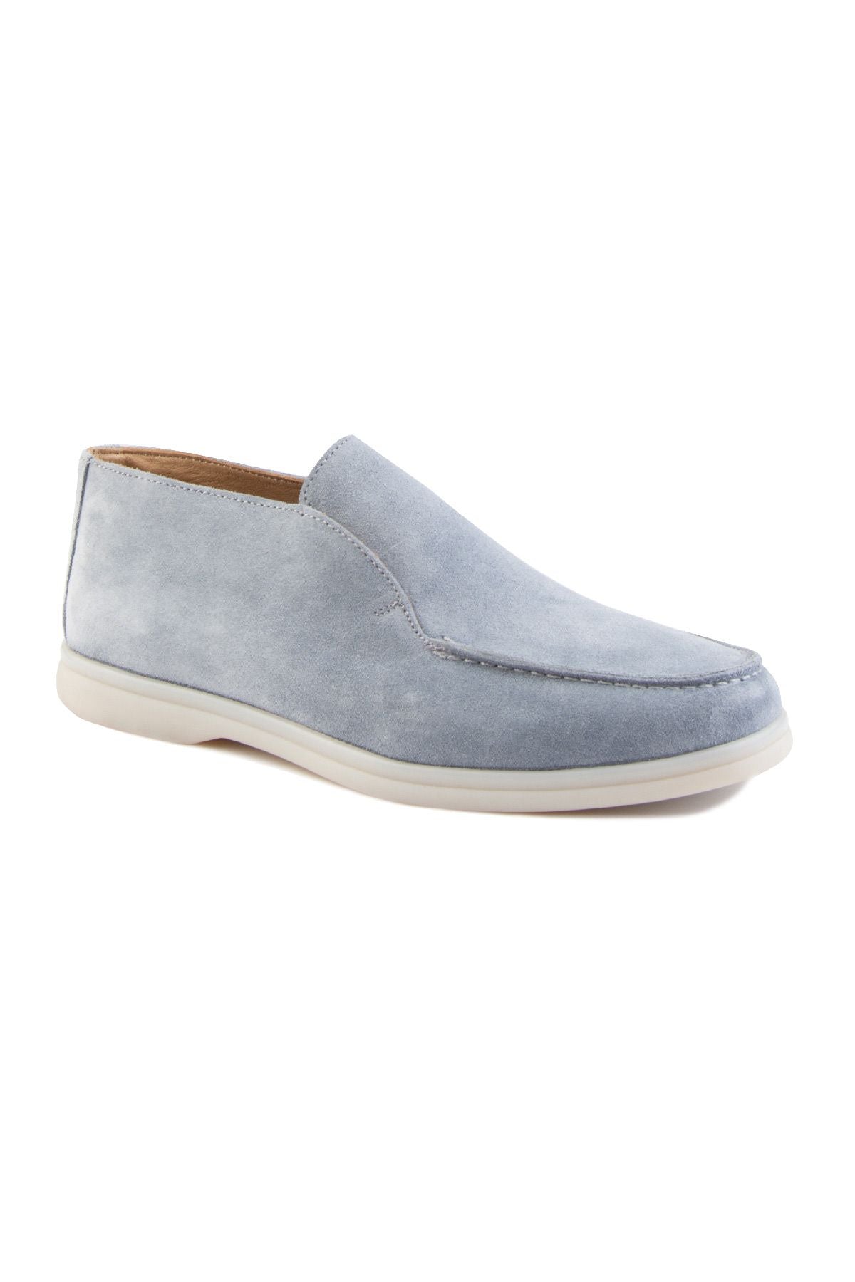 Hakiki Süet Erkek Loafer Bot 500912 Açık Mavi