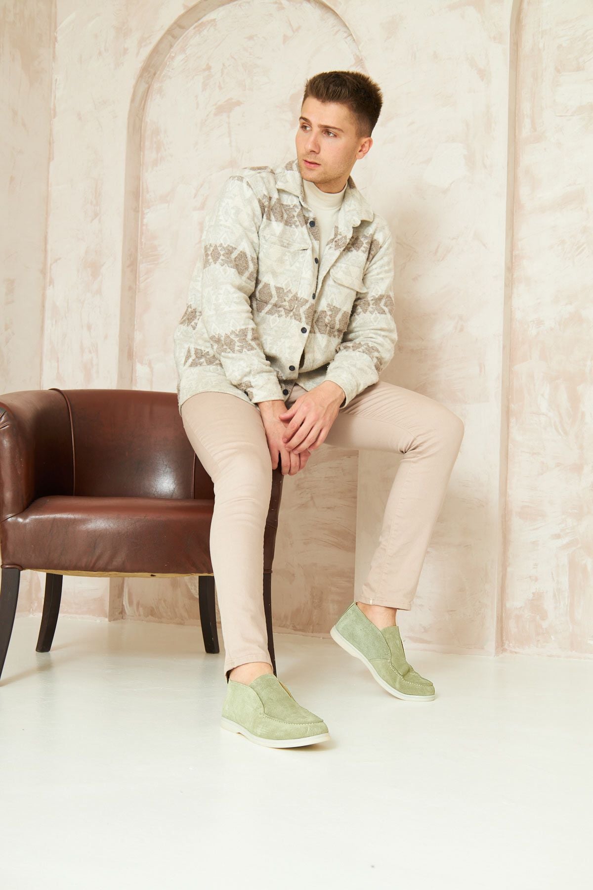 Hakiki Süet Erkek Loafer Bot 500912 Mint