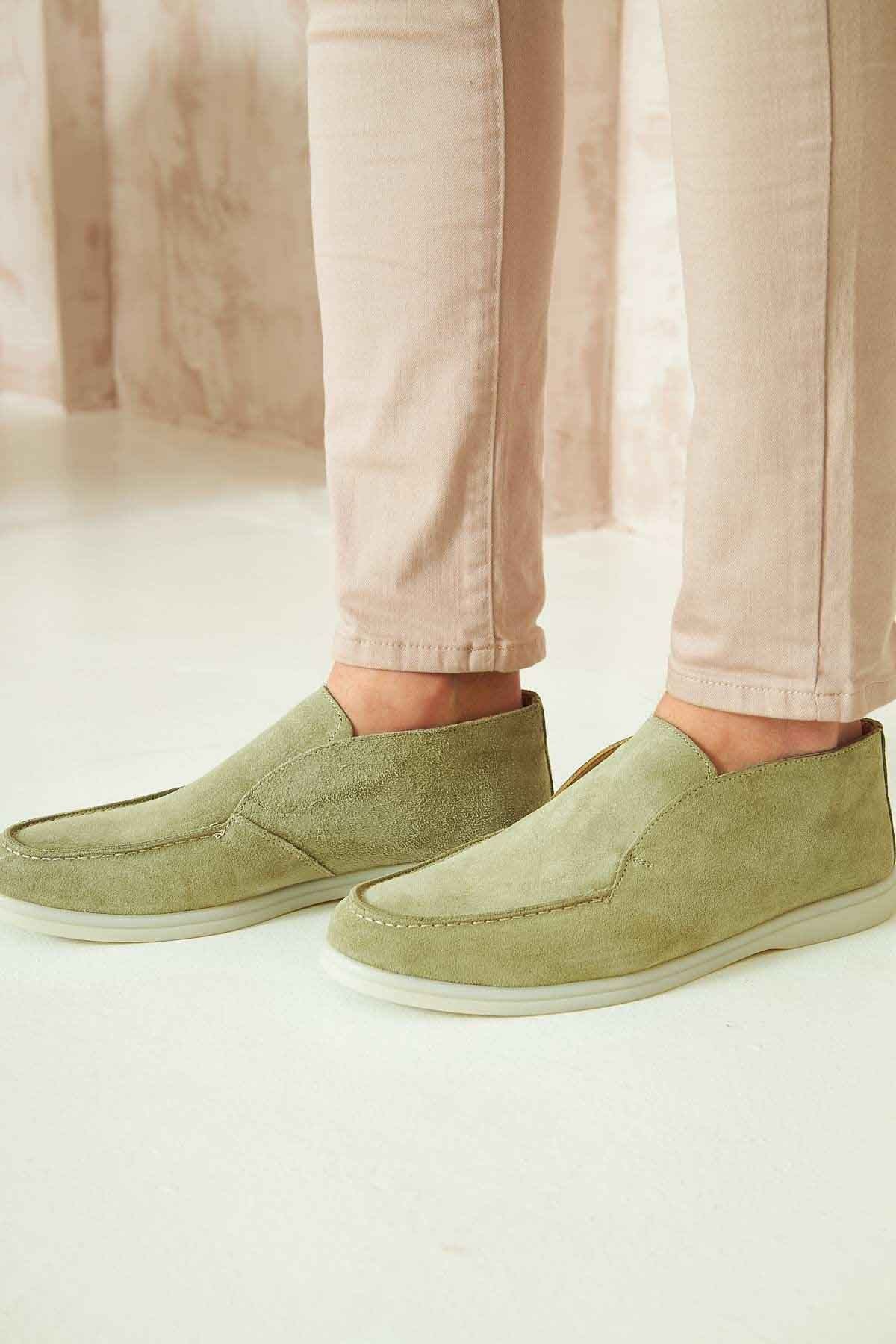 Hakiki Süet Erkek Loafer Bot 500912 Mint