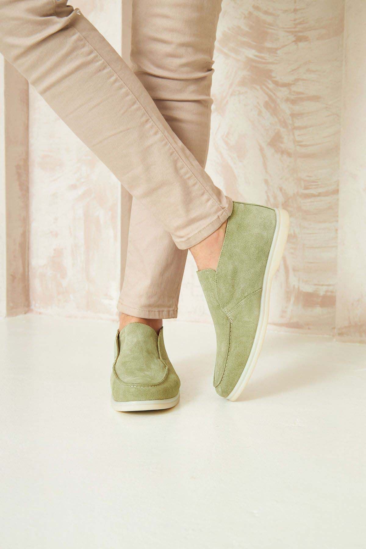 Hakiki Süet Erkek Loafer Bot 500912 Mint