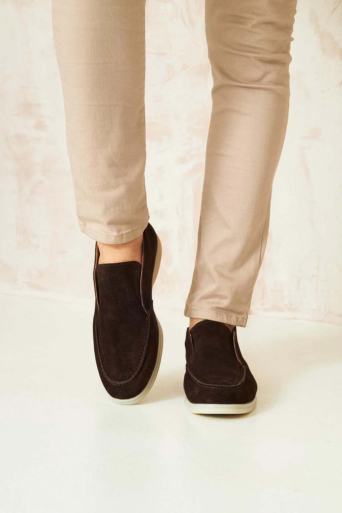 Hakiki Süet Erkek Loafer Bot 500912 Kahve