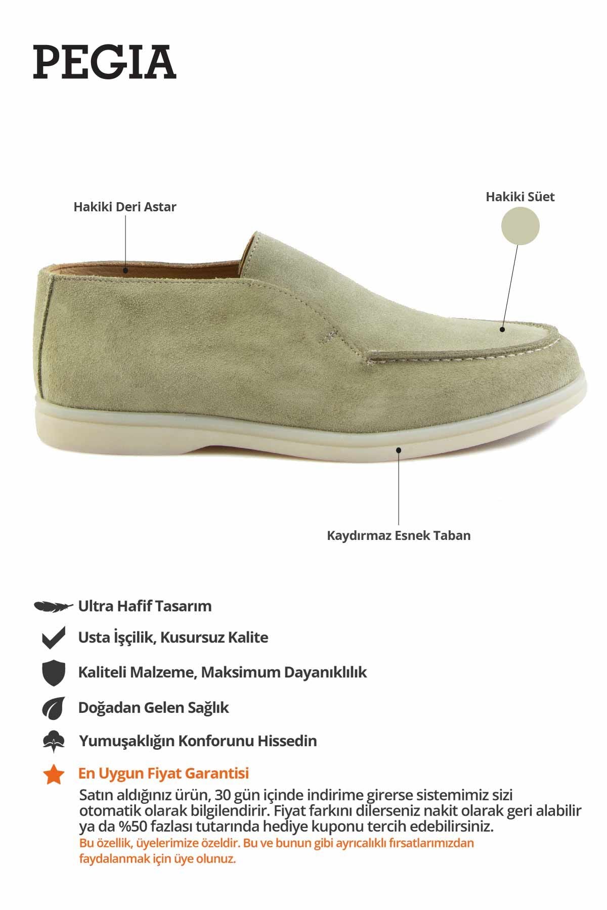 Hakiki Süet Erkek Loafer Bot 500912 Mint