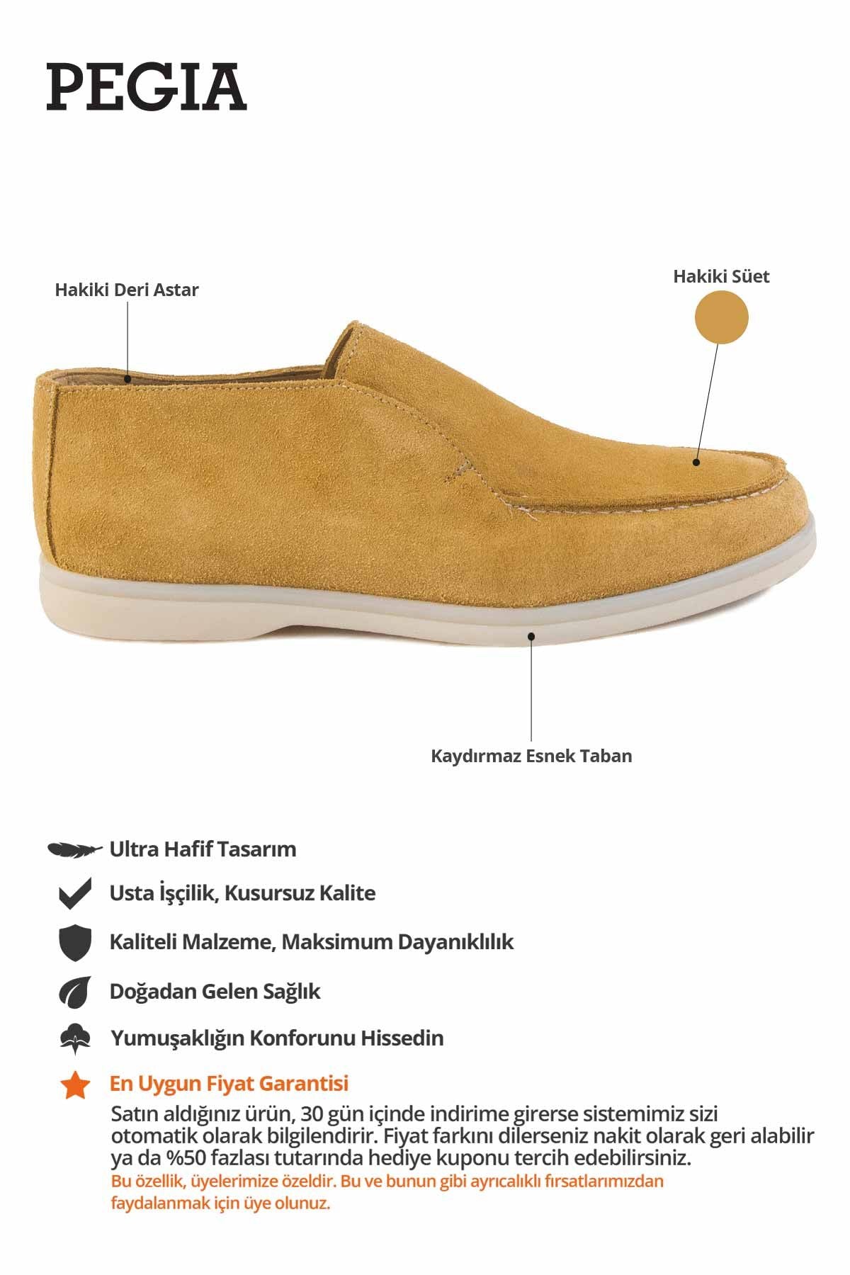 Hakiki Süet Erkek Loafer Bot 500912 Camel