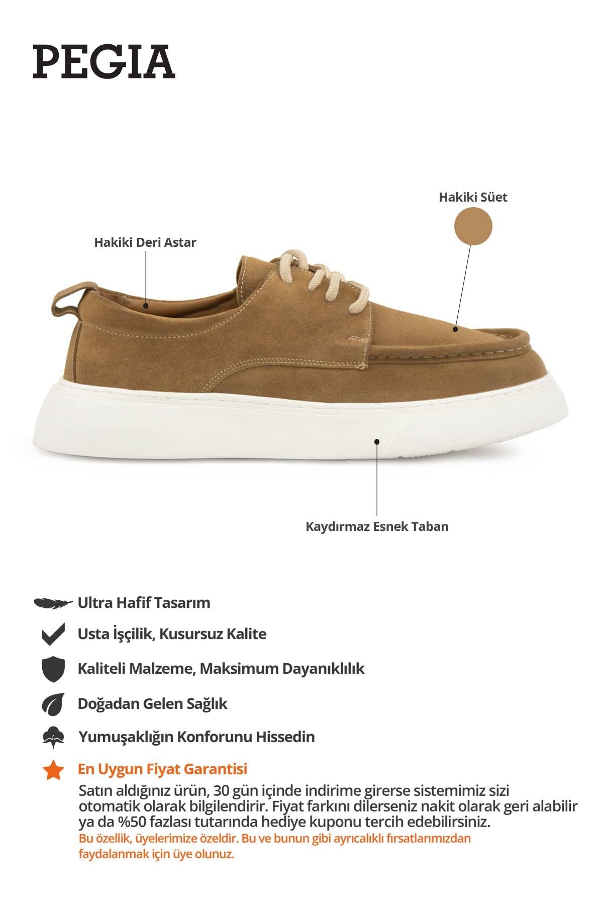 Hakiki Süet Erkek Loafer DG5029 Taba