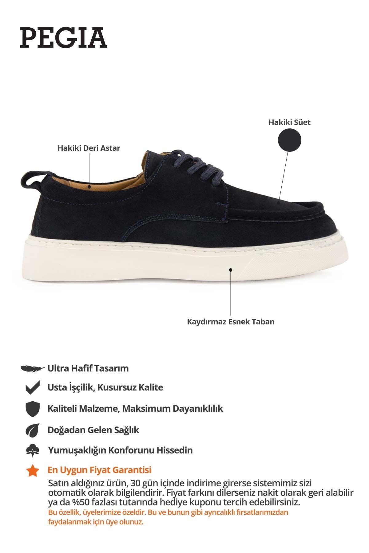 Hakiki Süet Erkek Loafer DG5029 Lacivert