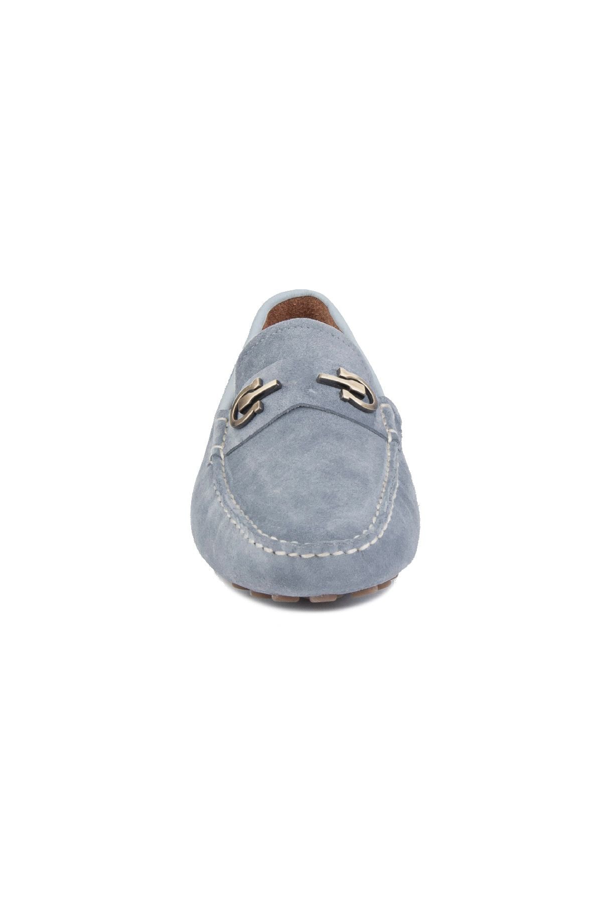 Hakiki Süet Erkek Tokalı Loafer 500909 Açık Mavi
