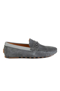 Genuine Suede Men's Buckled Loafer 500909 Anthracite