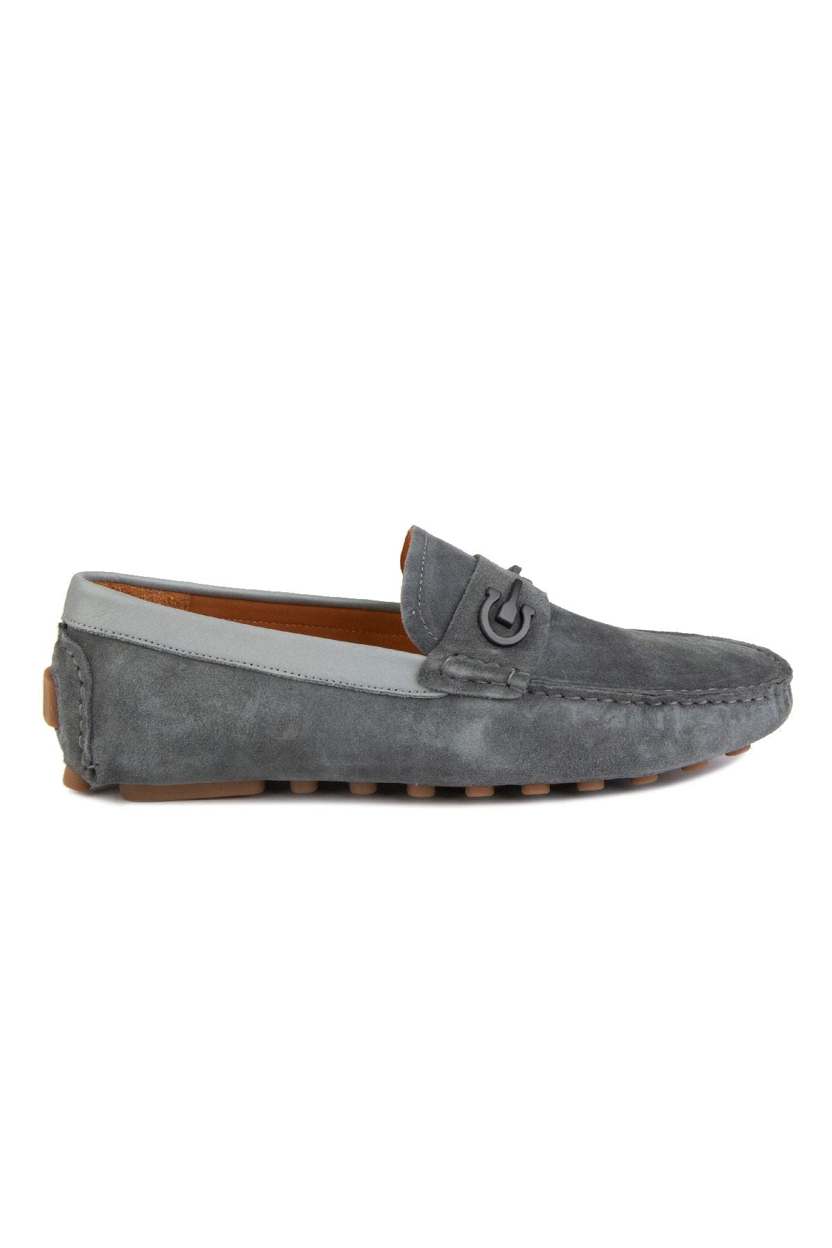 Hakiki Süet Erkek Tokalı Loafer 500909 Antrasit
