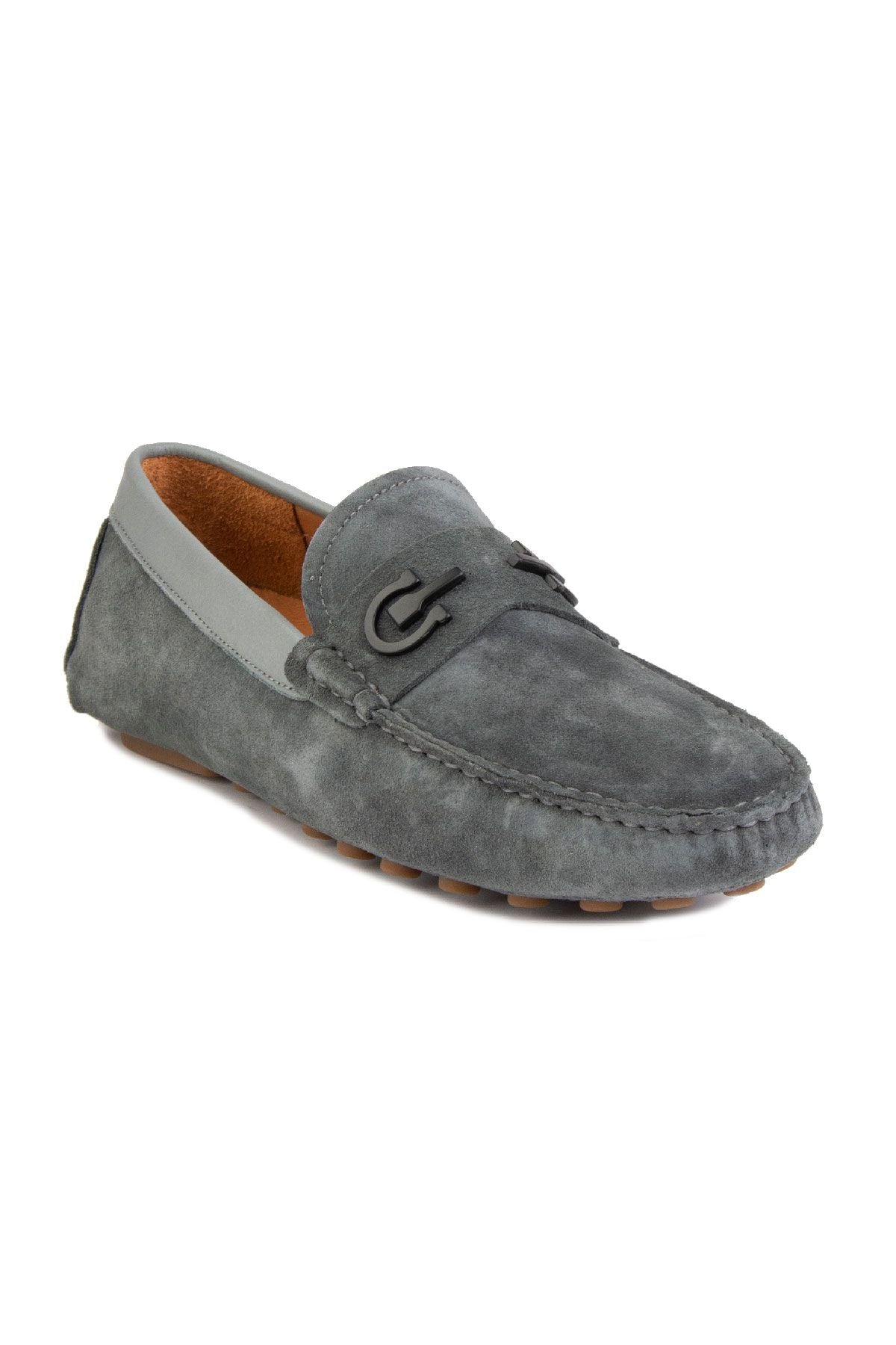 Hakiki Süet Erkek Tokalı Loafer 500909 Antrasit