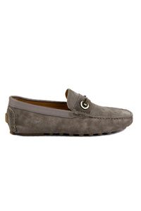 Genuine Suede Men's Buckled Loafer 500909 Grey