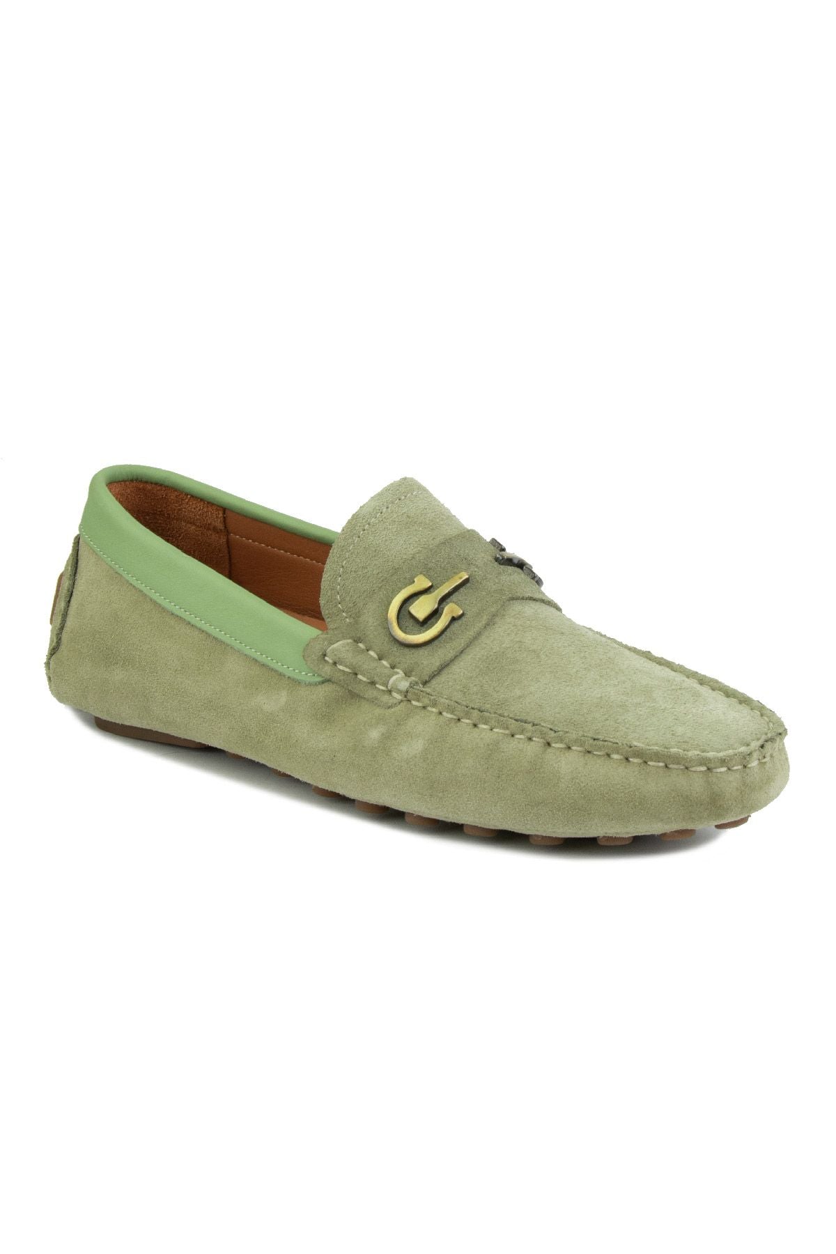 Hakiki Süet Erkek Tokalı Loafer 500909 Mint