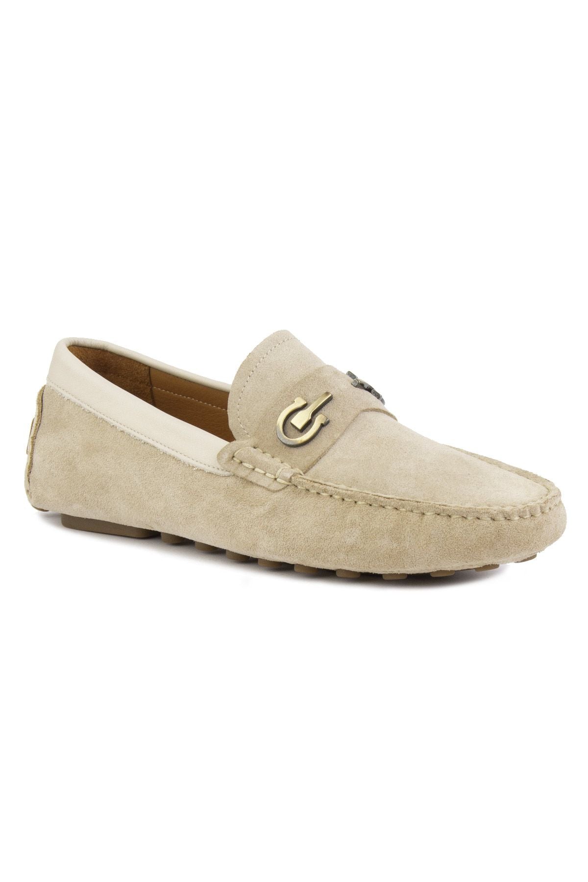 Hakiki Süet Erkek Tokalı Loafer 500909 Bej