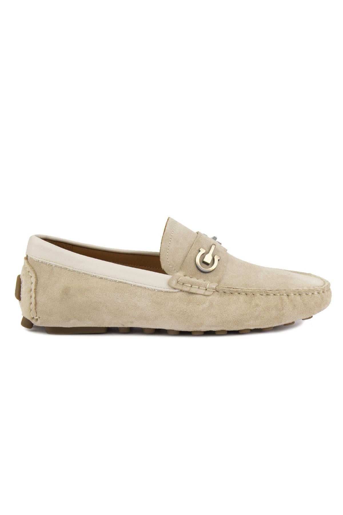 Hakiki Süet Erkek Tokalı Loafer 500909 Bej
