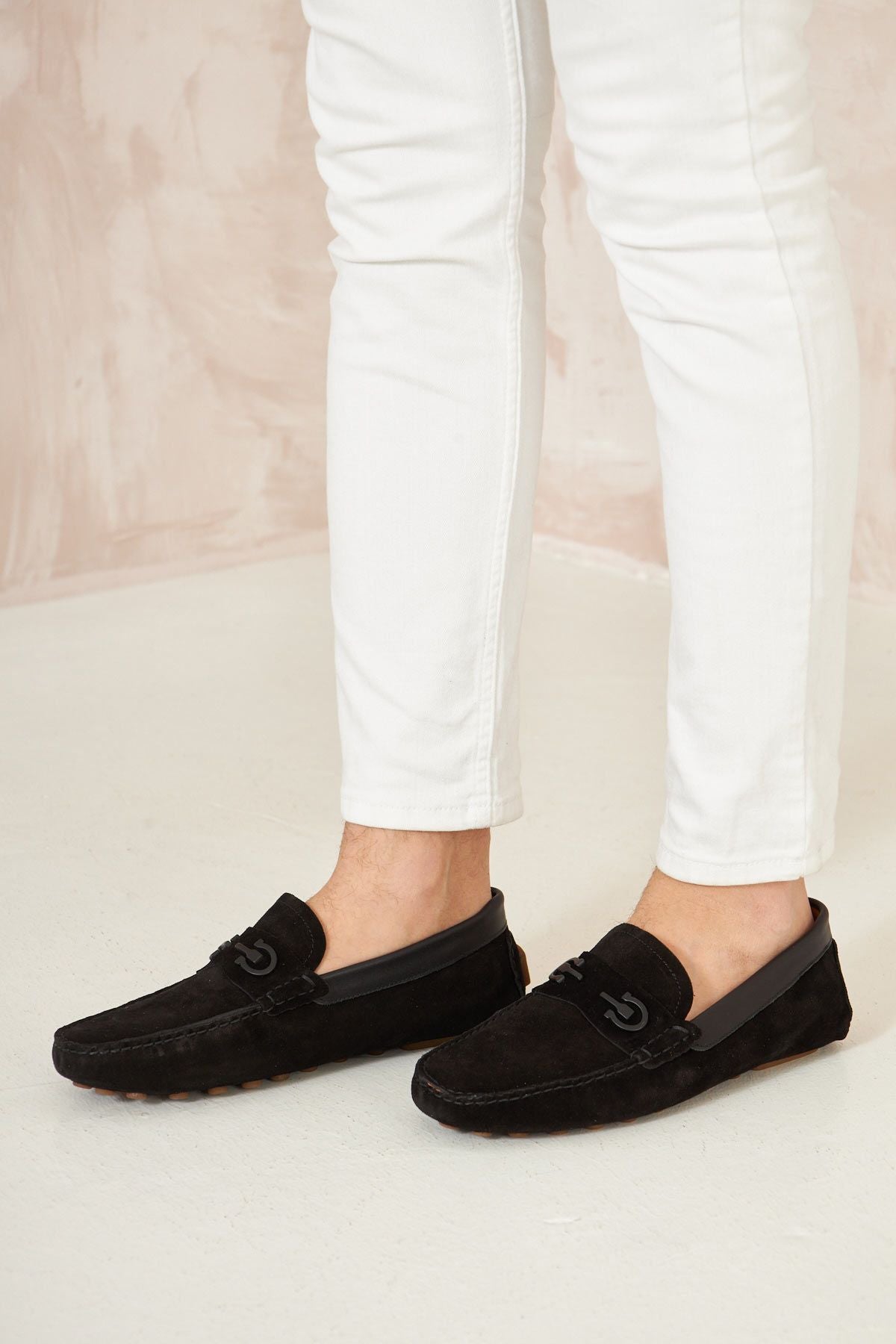Hakiki Süet Erkek Tokalı Loafer 500909 Siyah
