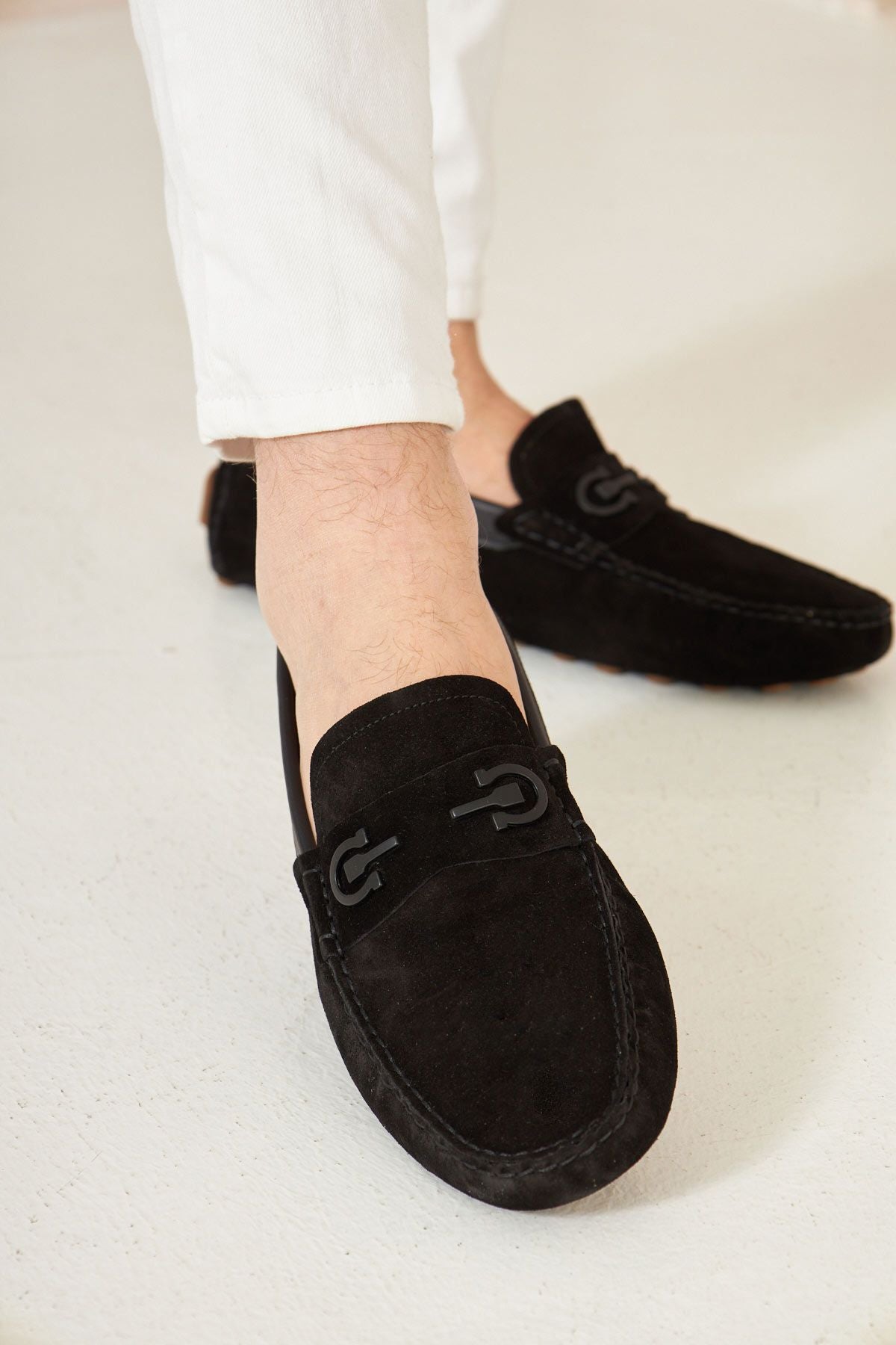 Hakiki Süet Erkek Tokalı Loafer 500909 Siyah