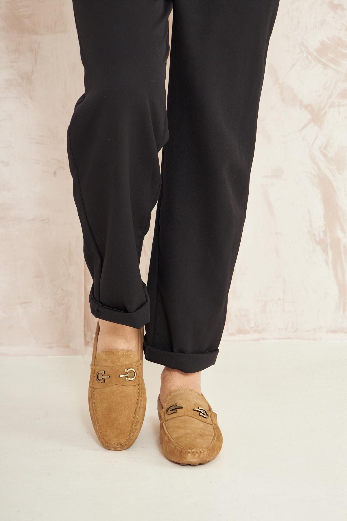 Hakiki Süet Erkek Tokalı Loafer 500909 Sahra