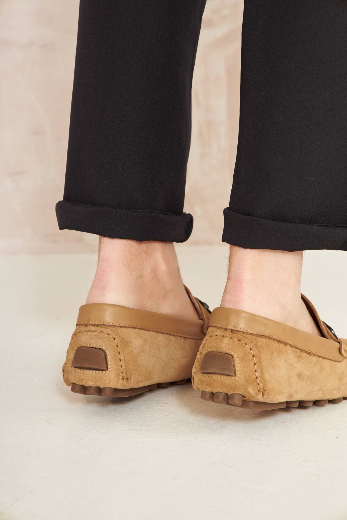 Hakiki Süet Erkek Tokalı Loafer 500909 Sahra