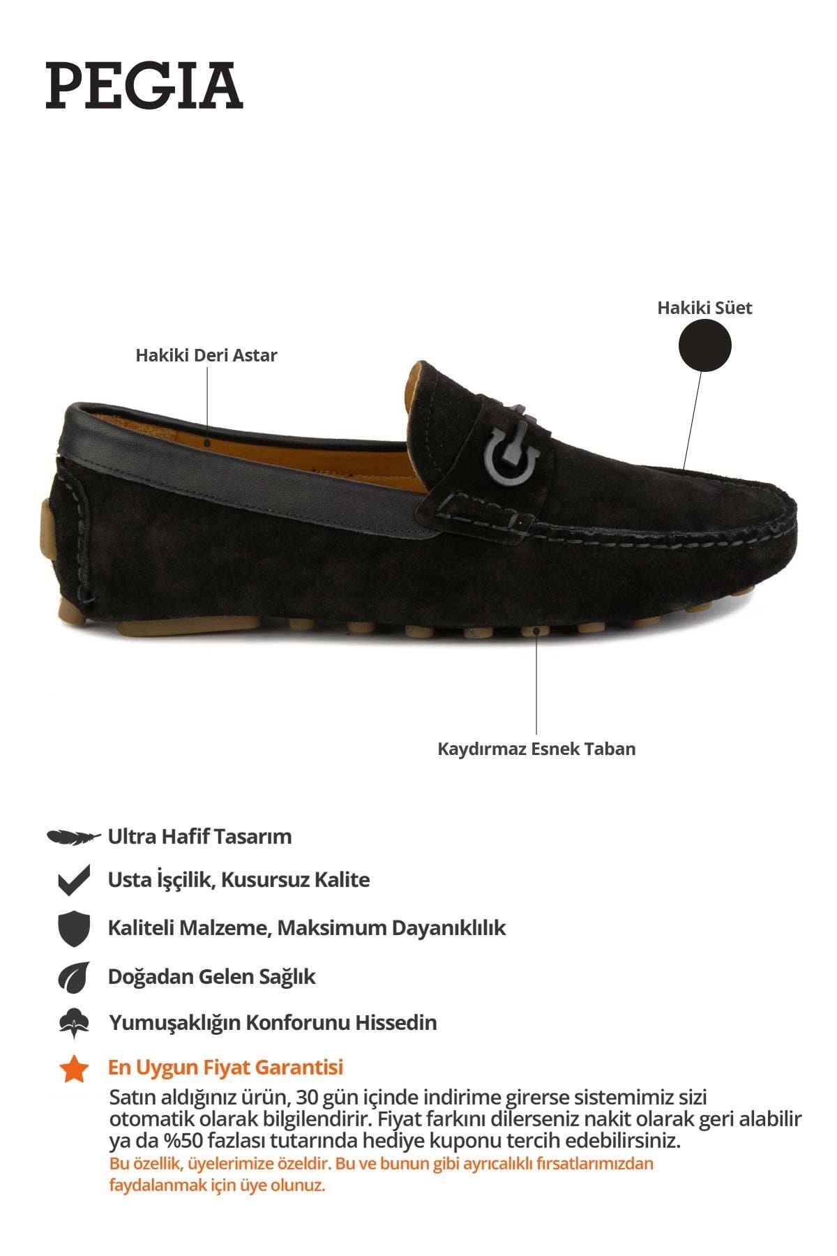 Hakiki Süet Erkek Tokalı Loafer 500909 Siyah