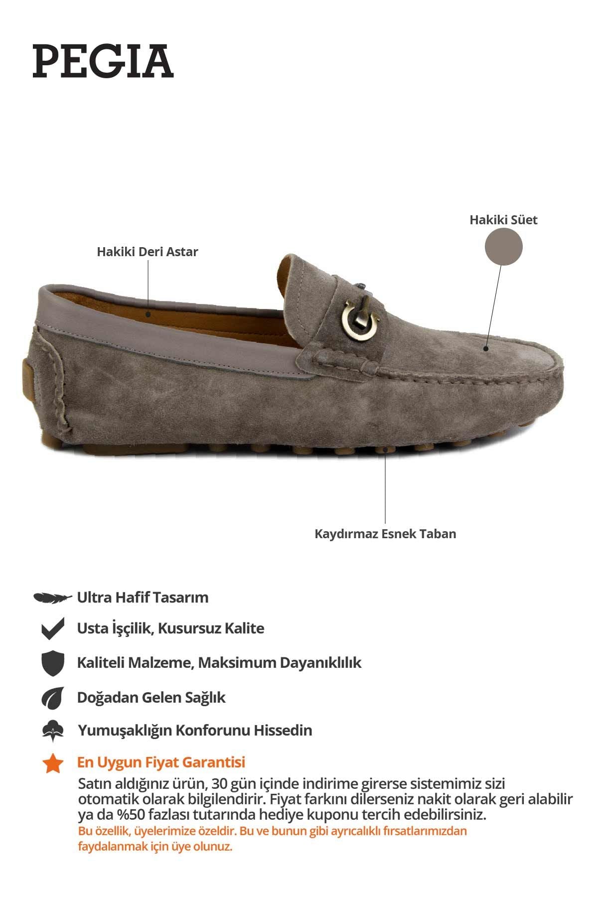 Hakiki Süet Erkek Tokalı Loafer 500909 Gri