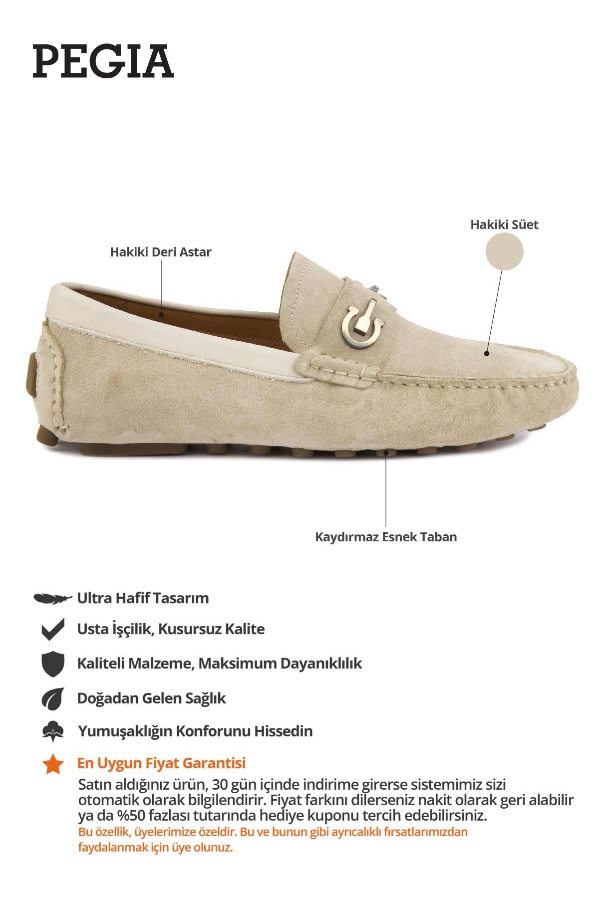 Hakiki Süet Erkek Tokalı Loafer 500909 Bej