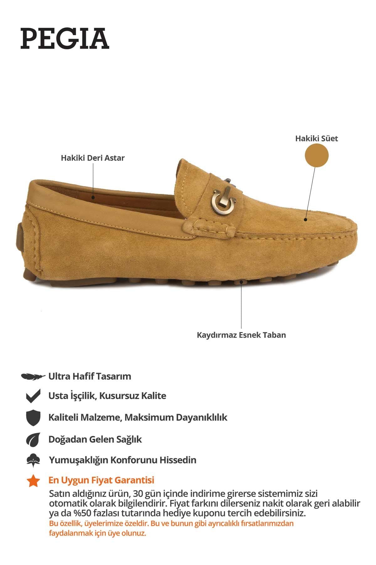 Hakiki Süet Erkek Tokalı Loafer 500909 Sahra