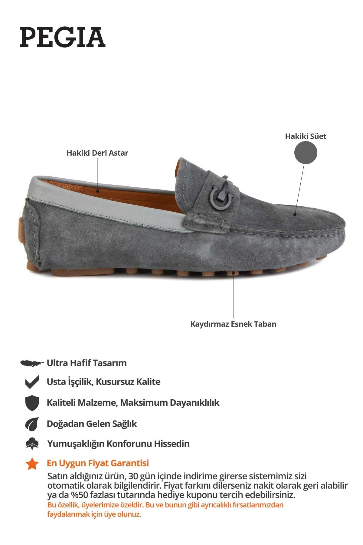 Hakiki Süet Erkek Tokalı Loafer 500909 Antrasit