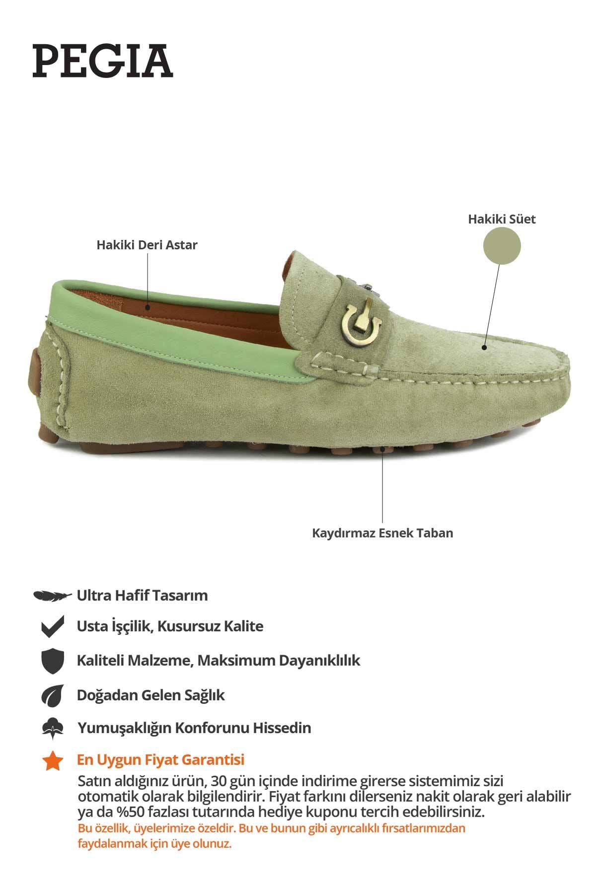 Hakiki Süet Erkek Tokalı Loafer 500909 Mint