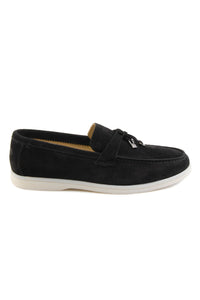 Genuine Suede Men's Buckled Loafer 500910 Black