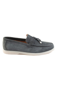Genuine Suede Men's Buckled Loafer 500910 Anthracite