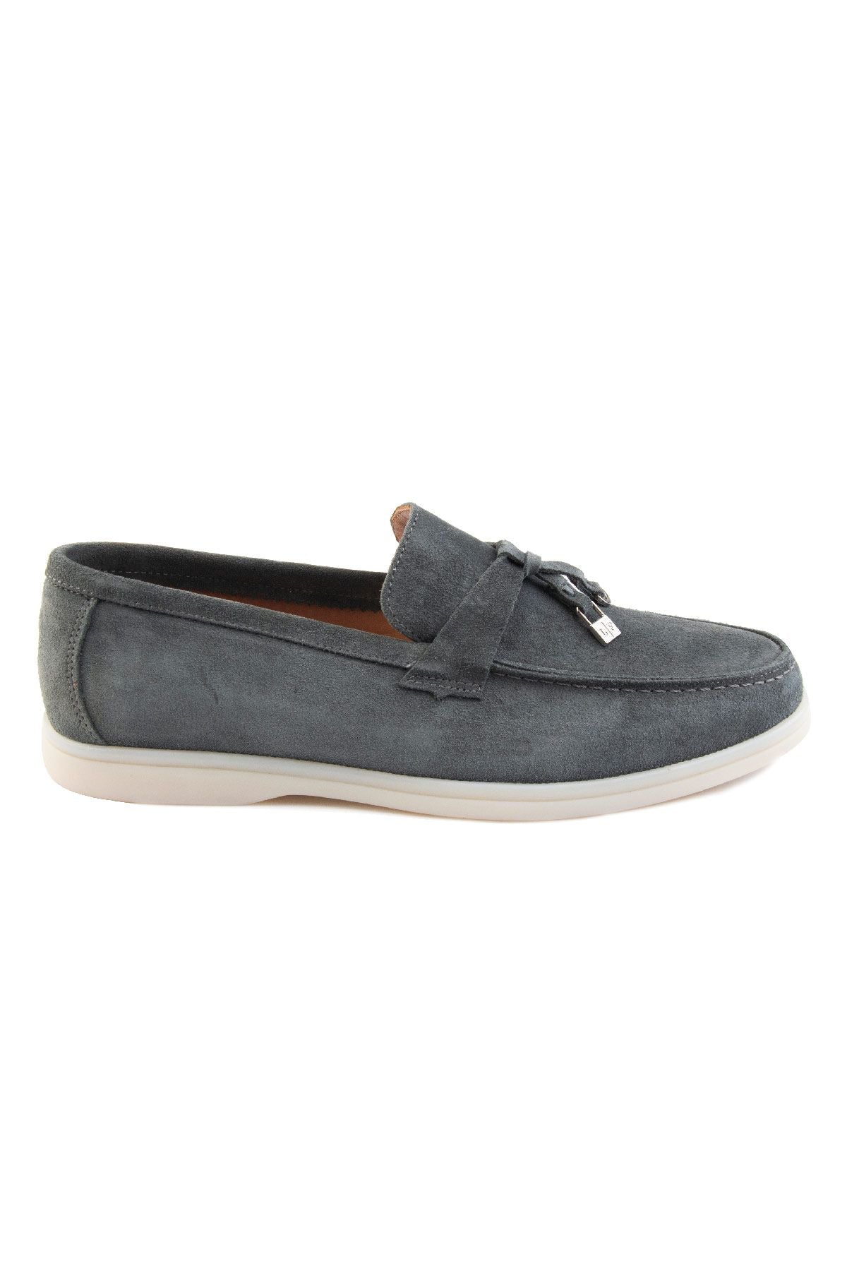 Hakiki Süet Erkek Tokalı Loafer 500910 Antrasit