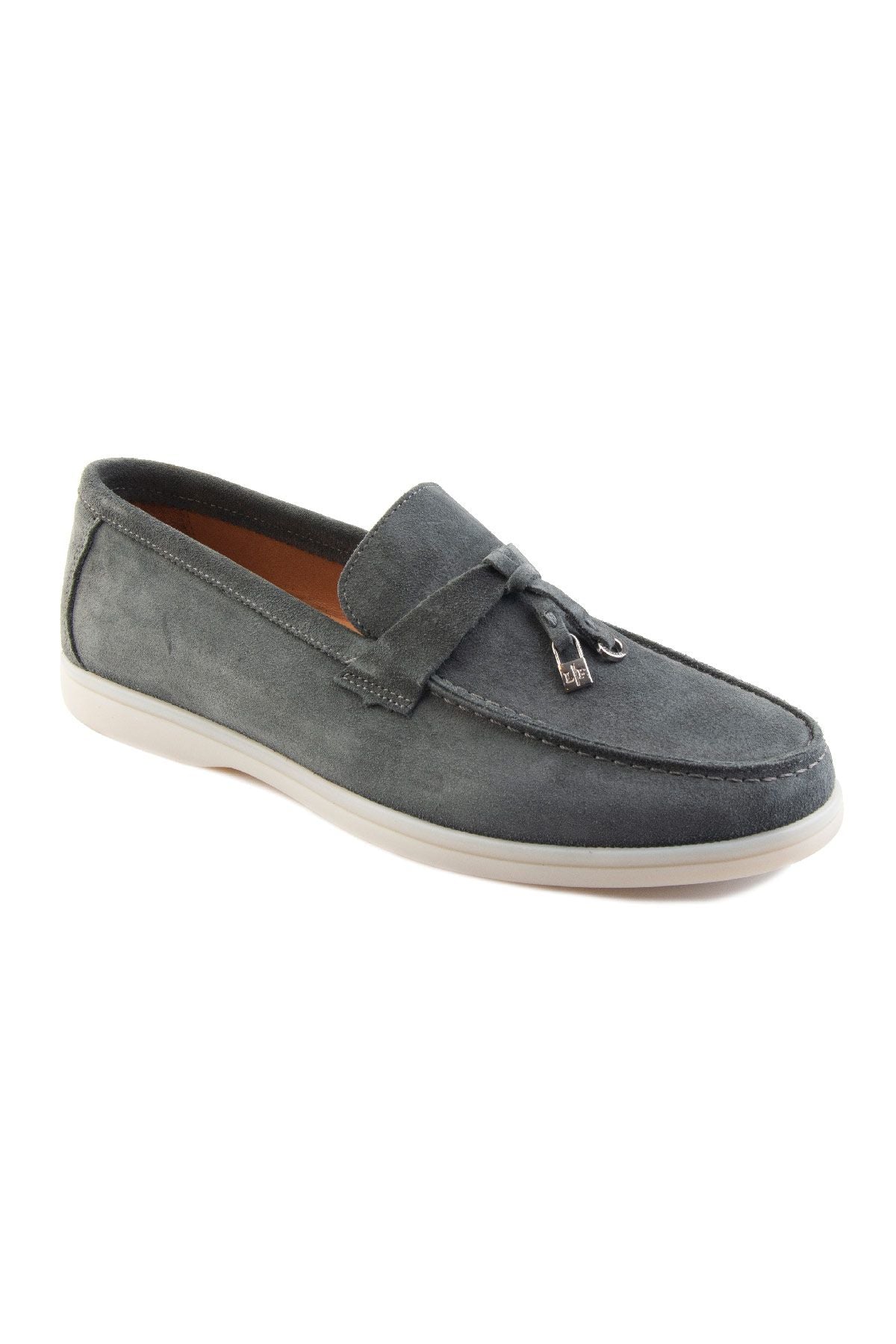 Hakiki Süet Erkek Tokalı Loafer 500910 Antrasit
