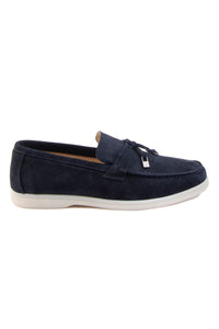 Genuine Suede Men's Buckled Loafer 500910 Navy