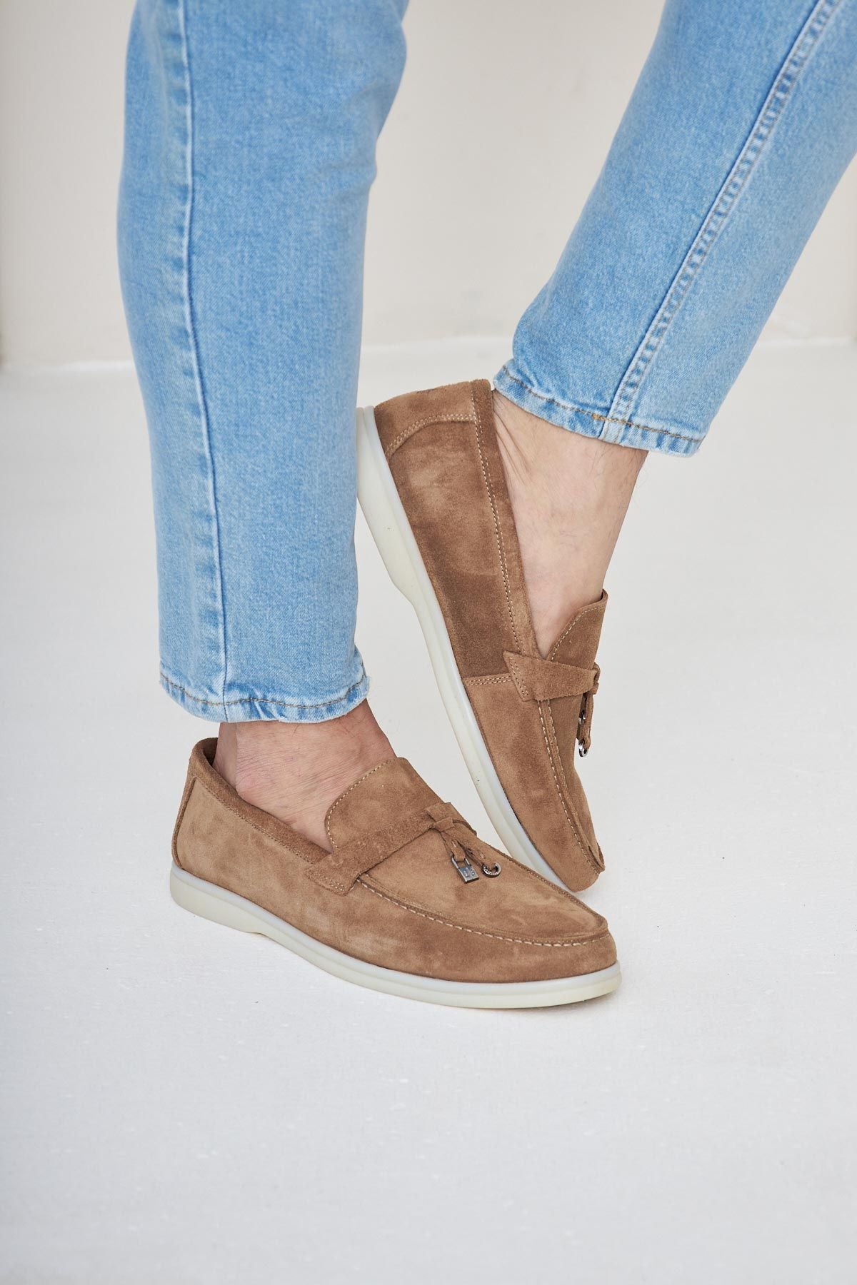 Hakiki Süet Erkek Tokalı Loafer 500910 Sahra