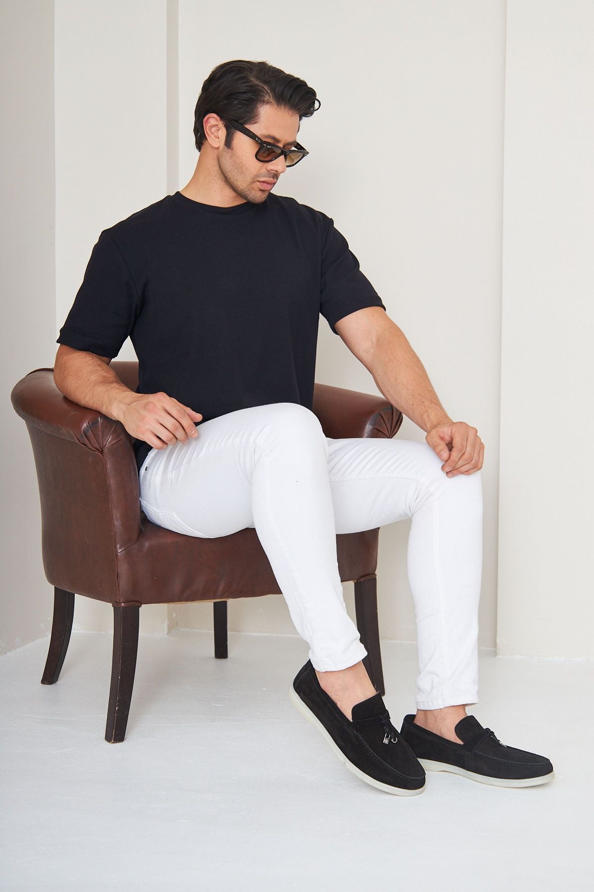 Hakiki Süet Erkek Tokalı Loafer 500910 Siyah