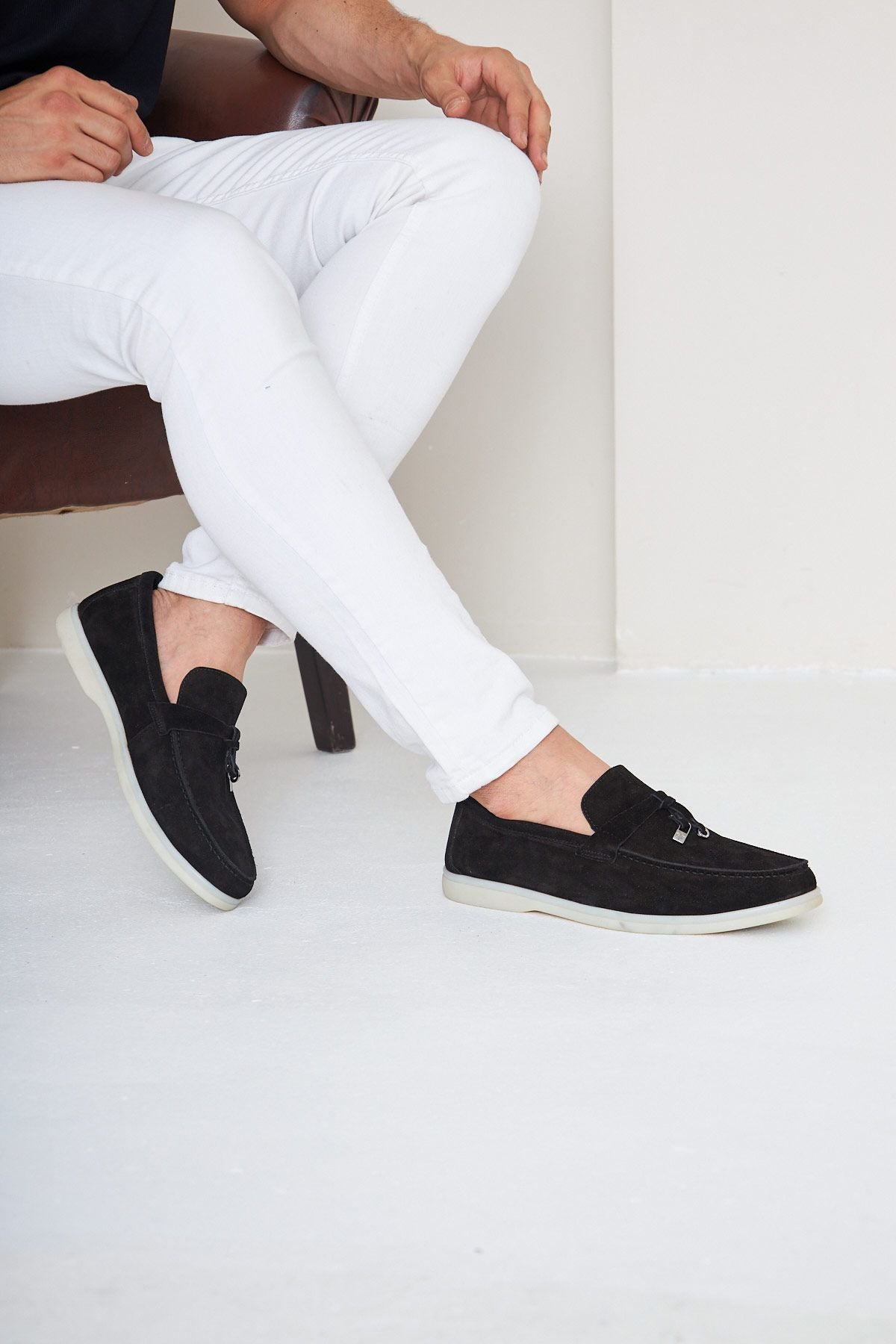 Hakiki Süet Erkek Tokalı Loafer 500910 Siyah