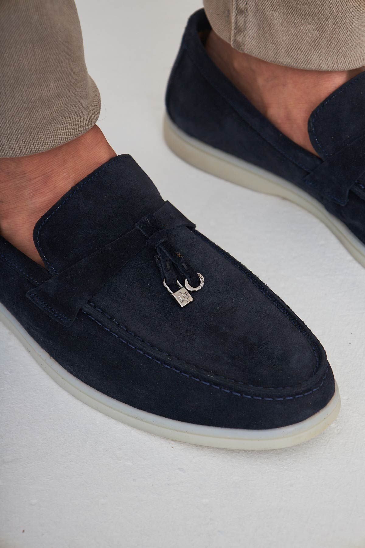 Hakiki Süet Erkek Tokalı Loafer 500910 Lacivert
