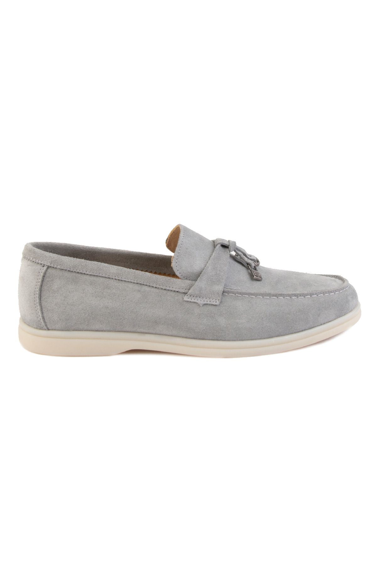 Hakiki Süet Erkek Tokalı Loafer 500910 Gri