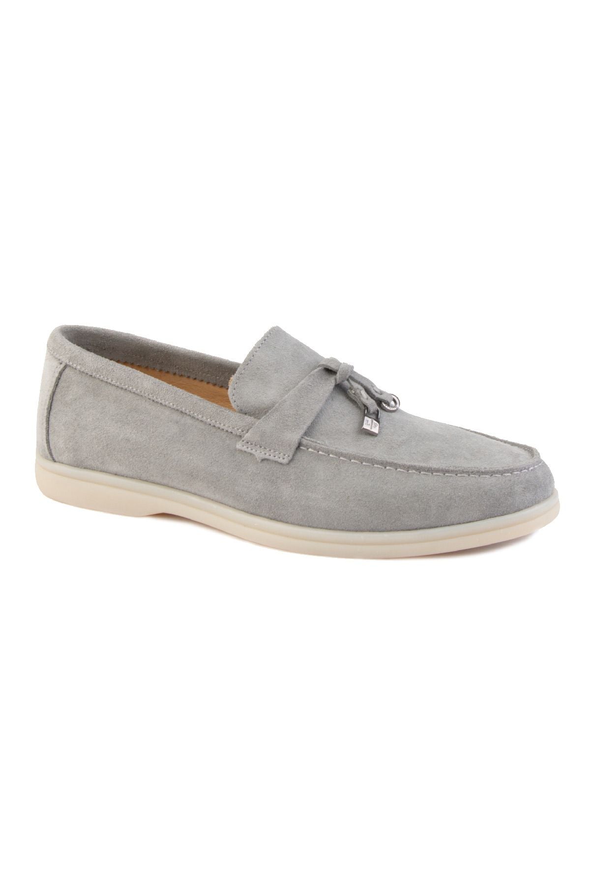 Hakiki Süet Erkek Tokalı Loafer 500910 Gri