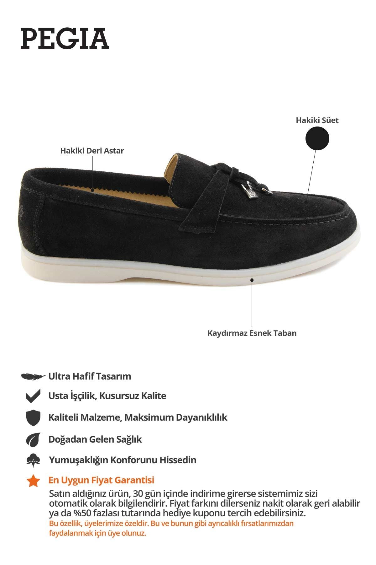Hakiki Süet Erkek Tokalı Loafer 500910 Siyah