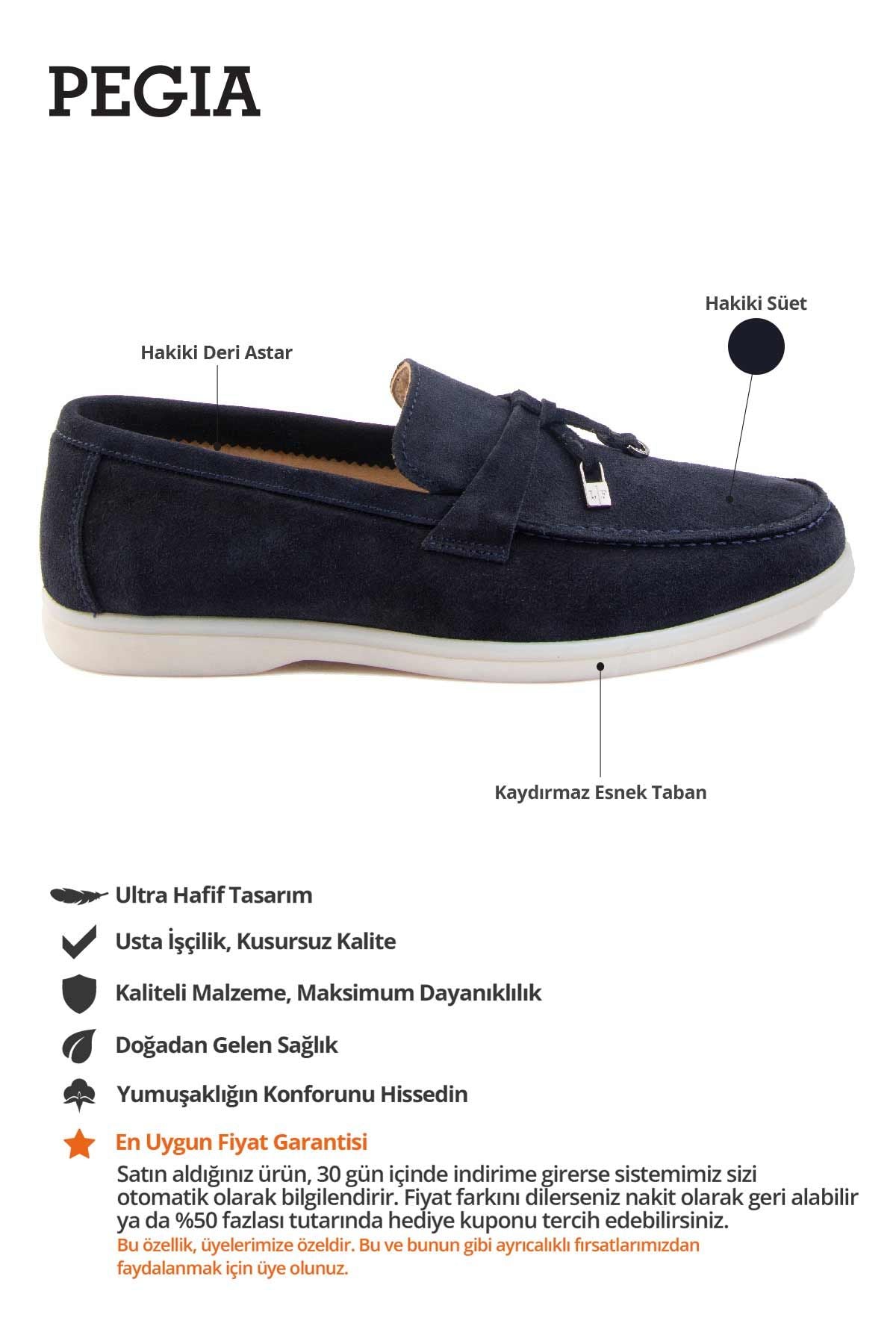 Hakiki Süet Erkek Tokalı Loafer 500910 Lacivert