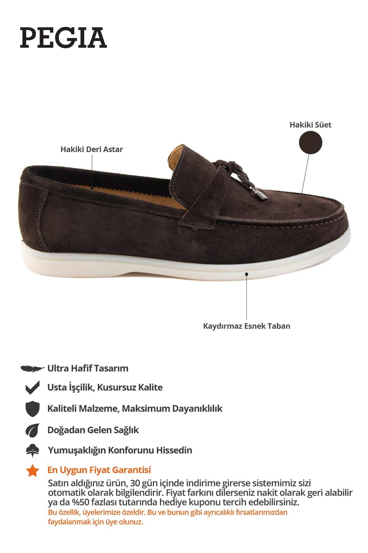 Hakiki Süet Erkek Tokalı Loafer 500910 Kahve