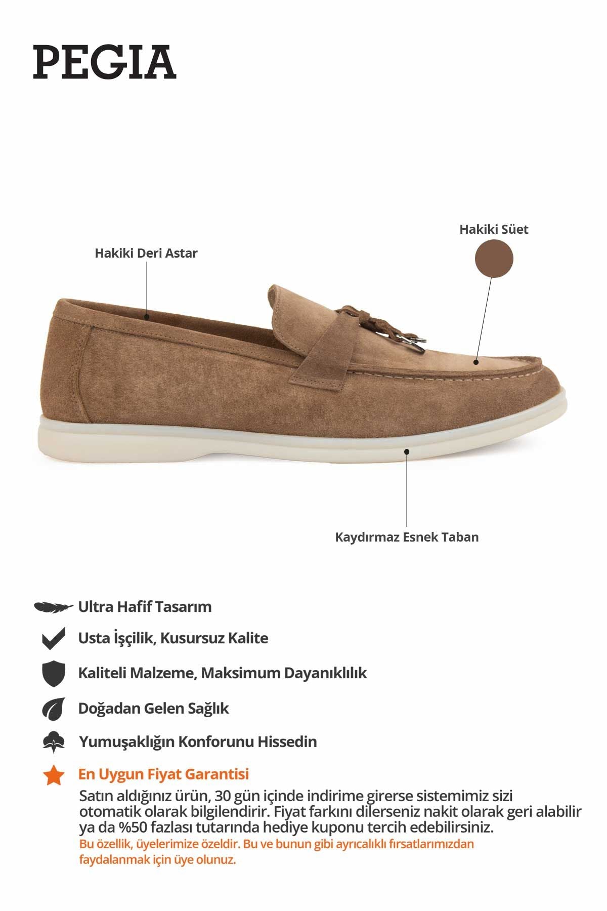 Hakiki Süet Erkek Tokalı Loafer 500910 Sahra